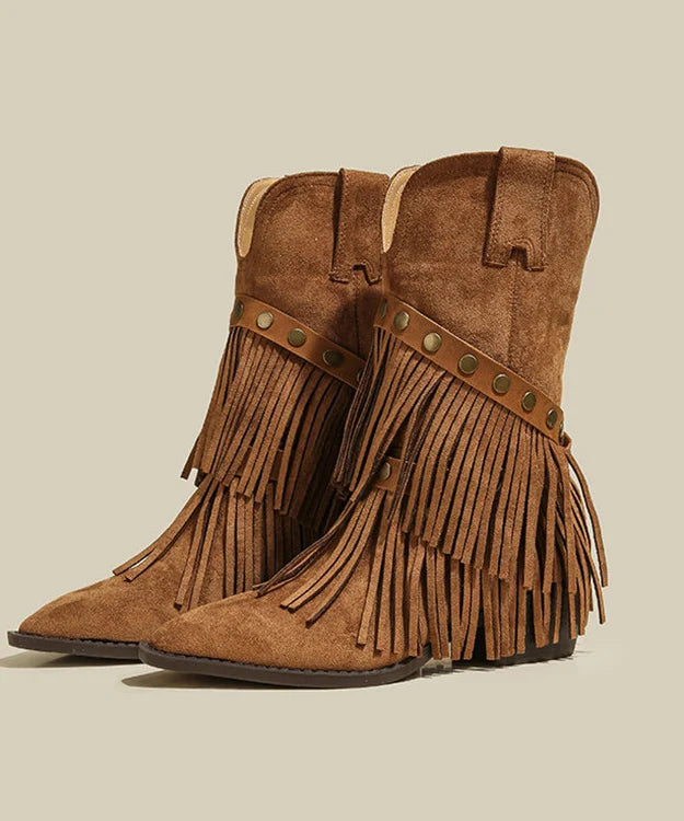 Bottes Femme Bout Pointu à Pompons Style Confort 3