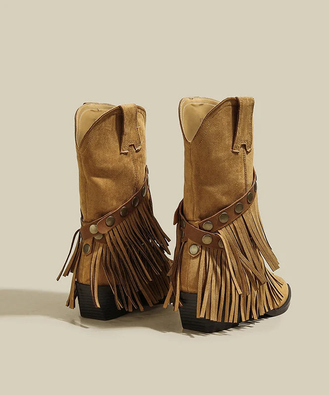 Bottes Femme Bout Pointu à Pompons Style Confort 4