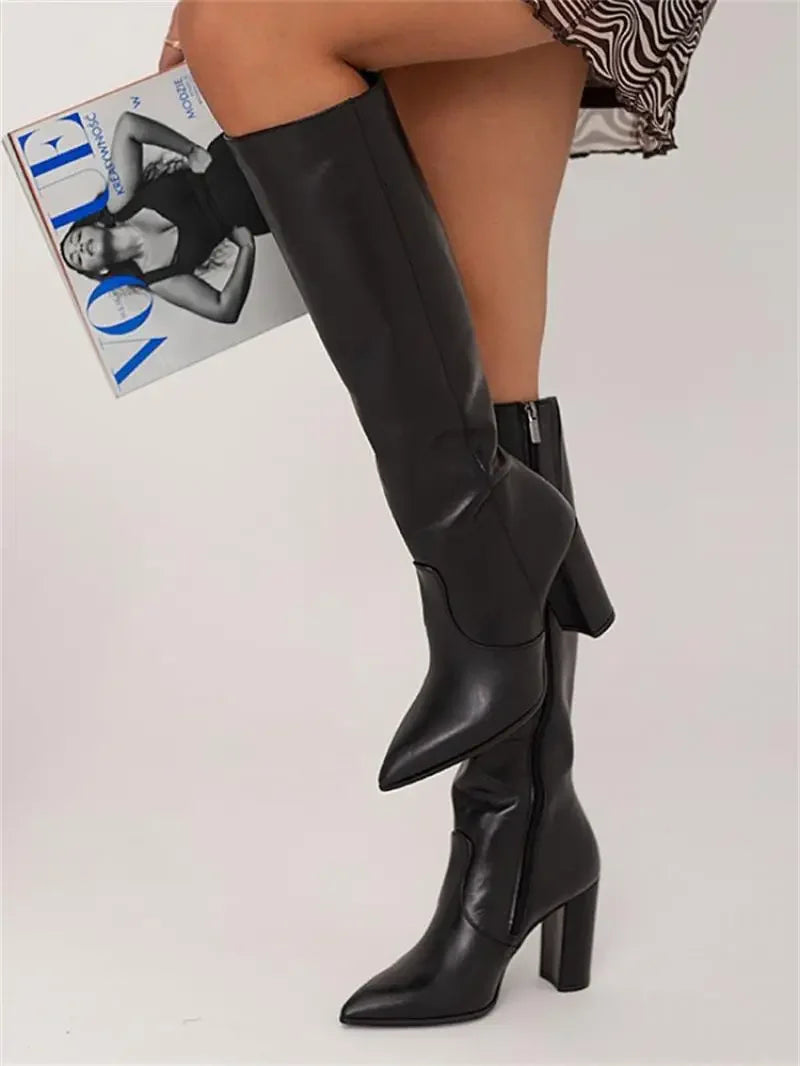 Bottes Femme Élégantes en Similicuir