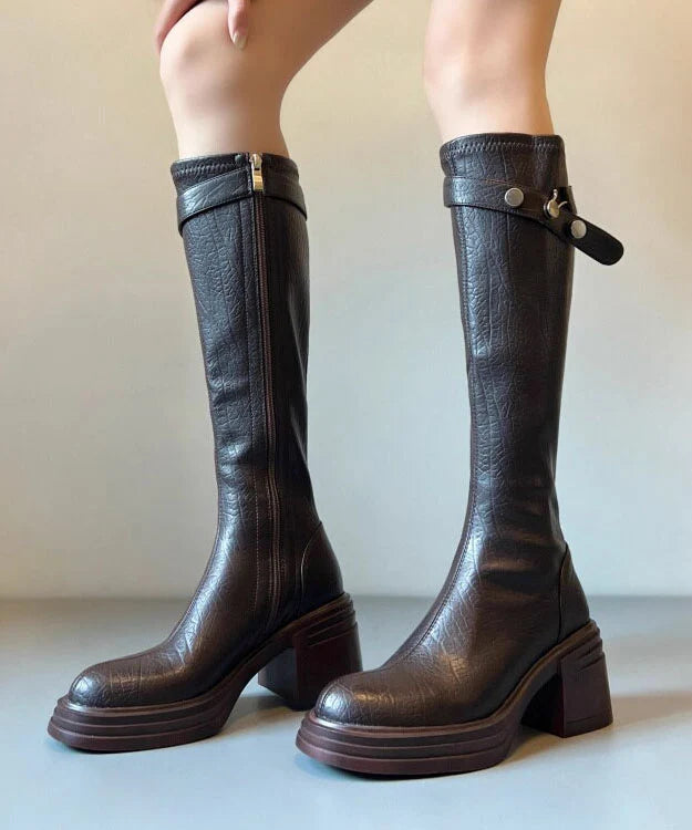 Bottes Femme Style Bohème Hautes à Talons Compensés 3