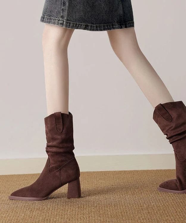 Bottes Femme Style Rétro Bout Pointu Semelle Épaisse 4