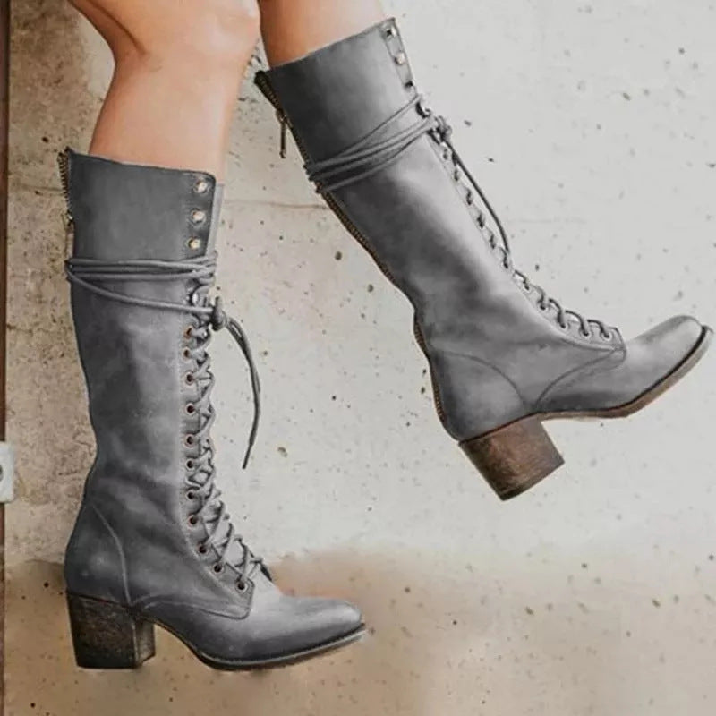 Bottes Femme à Lacets Hauteur Genou 1