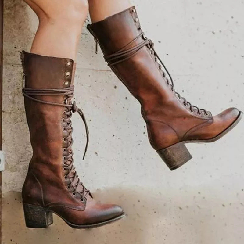 Bottes Femme à Lacets Hauteur Genou 2