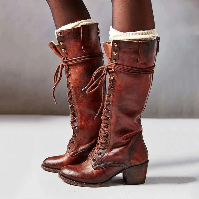 Bottes Femme à Lacets Hauteur Genou 3