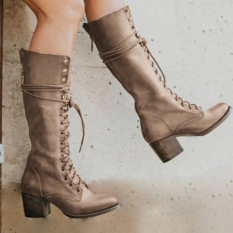 Bottes Femme à Lacets Hauteur Genou 4
