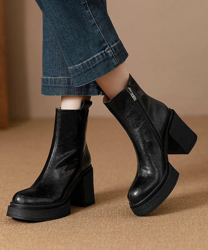Bottes Femme à Talon Épais Style Tressé 3