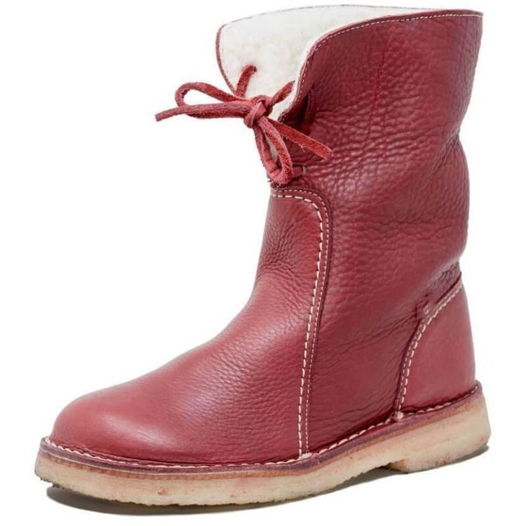 Bottes Hiver Femme Cuir Doublure Laine Ajustable 2