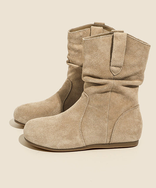 Bottes compensées pour femmes style froissé 1