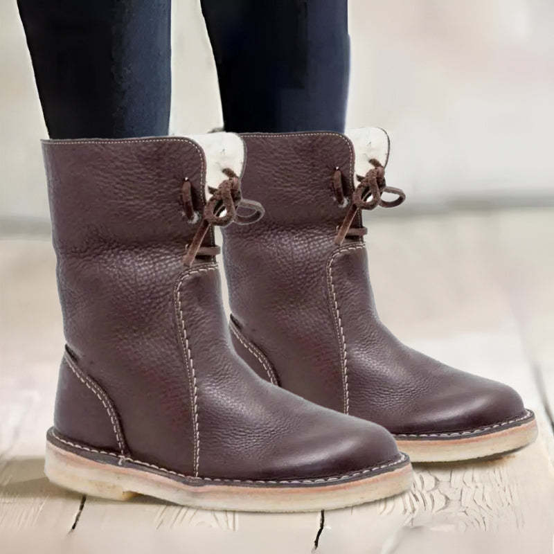 Bottes d'Hiver Femme Imperméables en Cuir 5