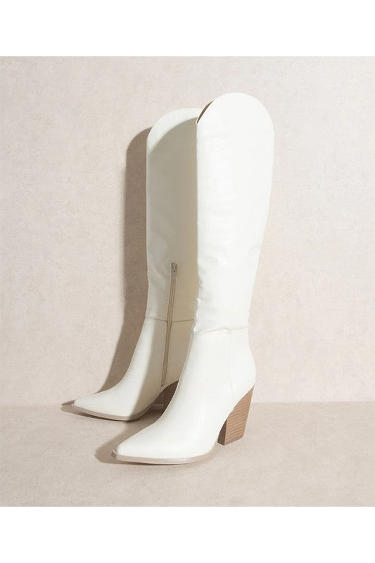 Bottes de Cowboy Femme Blanches à Genoux 2
