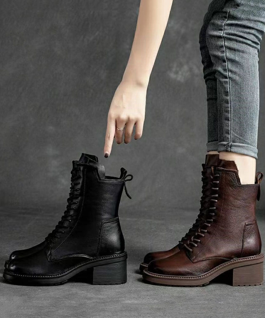Bottes de Moto Homme à Lacets Style Robuste 4