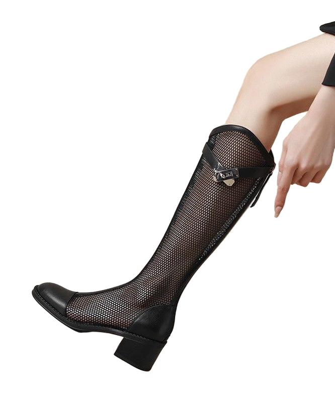 Bottes en Tulle pour Femmes à Talons Chunky 2
