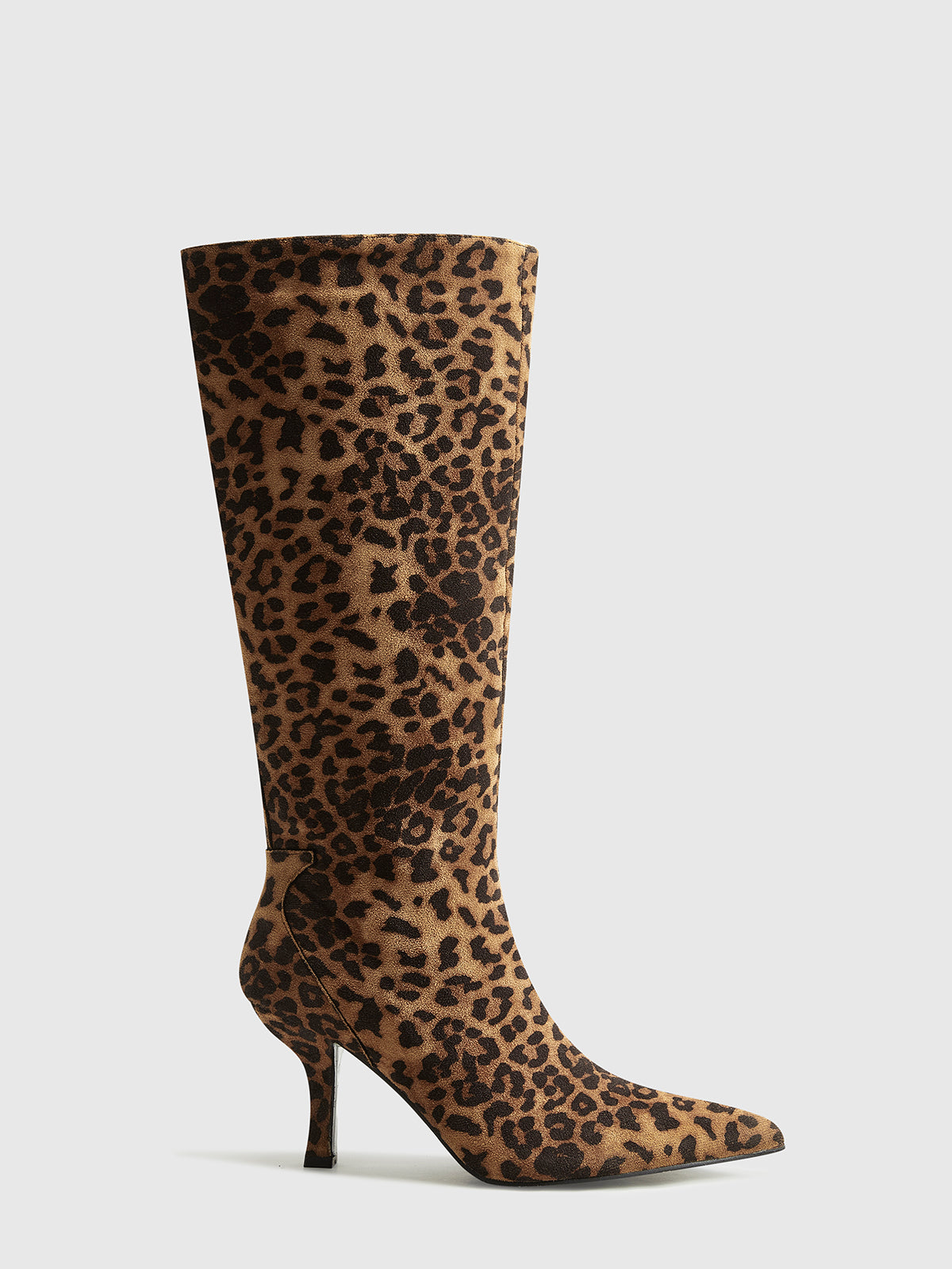 Bottes hautes à imprimé léopard pour femmes avec talon moyen 4