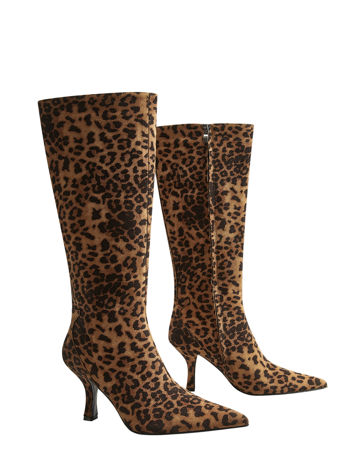 Bottes hautes à imprimé léopard pour femmes avec talon moyen 5