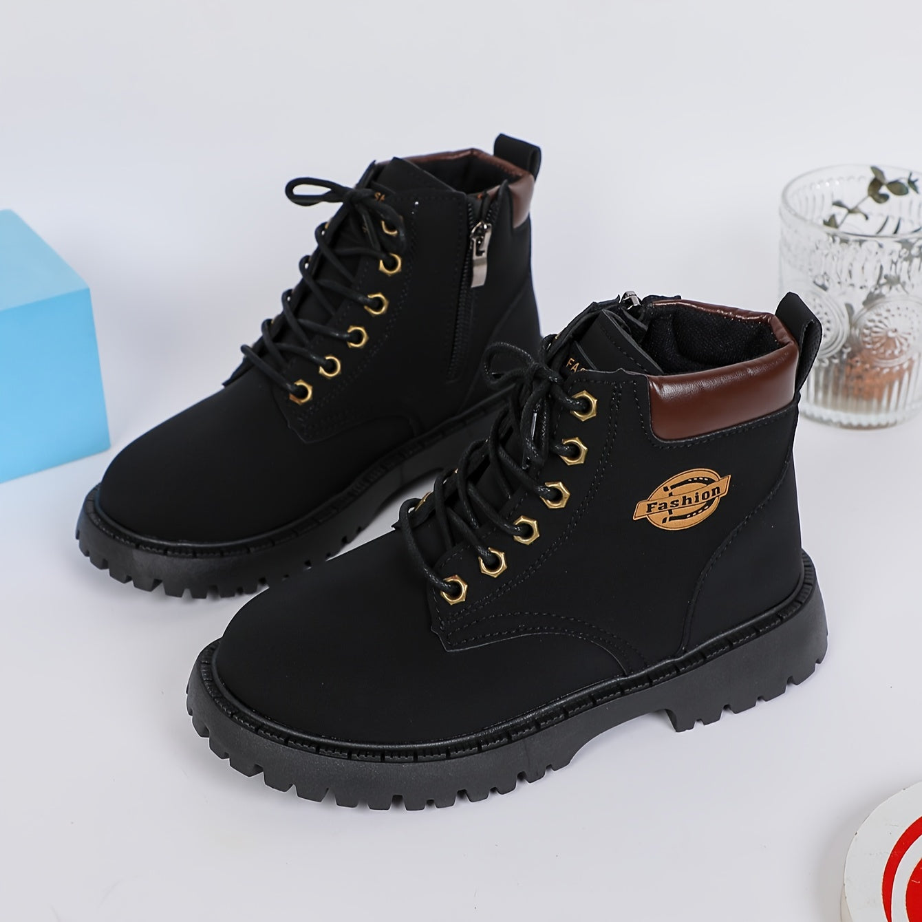 Bottes pour Garçons avec Fermeture Éclair Synthetique Antidérapante