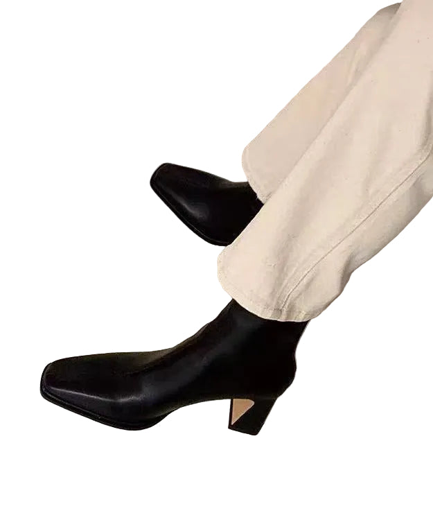 Bottes pour femmes à bout carré et semelle épaisse 0
