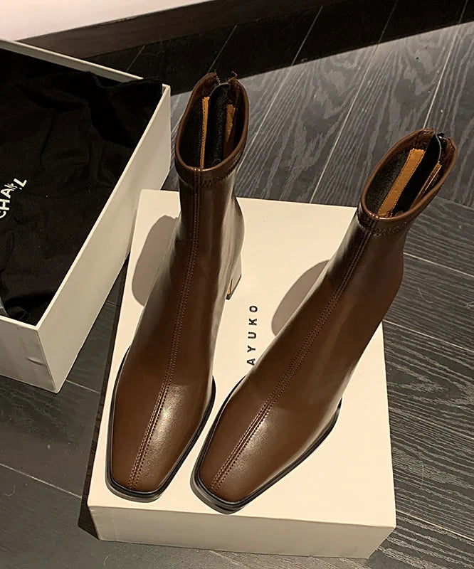 Bottes pour femmes à bout carré et semelle épaisse 2