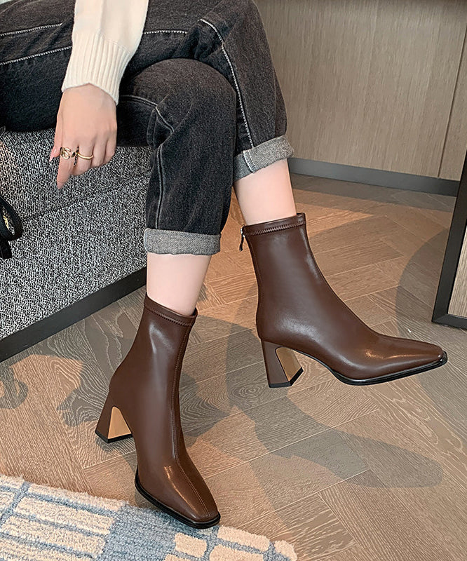 Bottes pour femmes à bout carré et semelle épaisse 4
