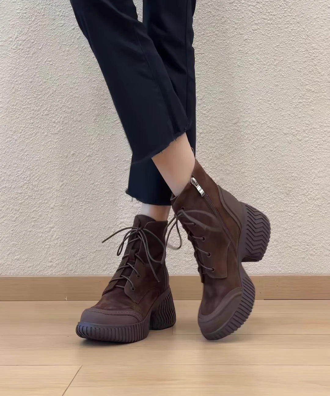 Bottines Femme à Lacets avec Plateforme et Fermeture Latérale 1