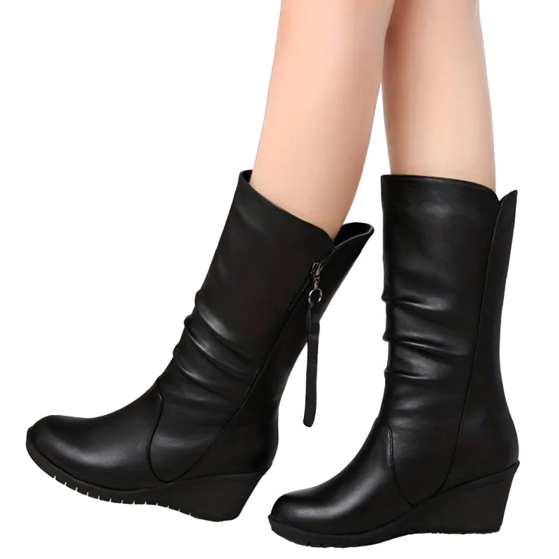 Bottines d'Hiver Mi-Hautes pour Femme avec Talon Compensé 0