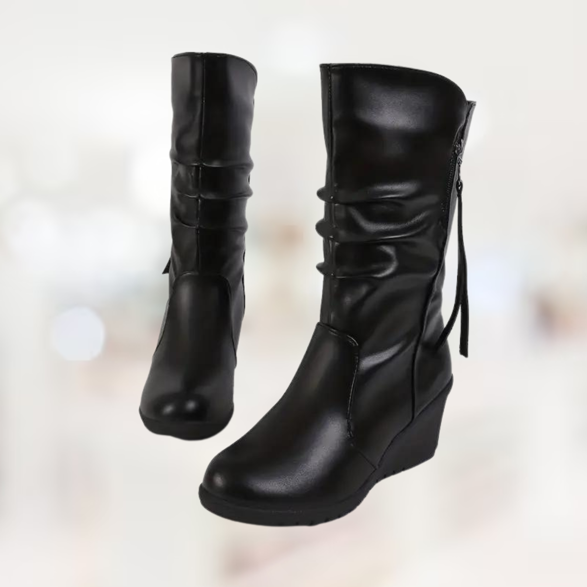 Bottines d'Hiver Mi-Hautes pour Femme avec Talon Compensé 1