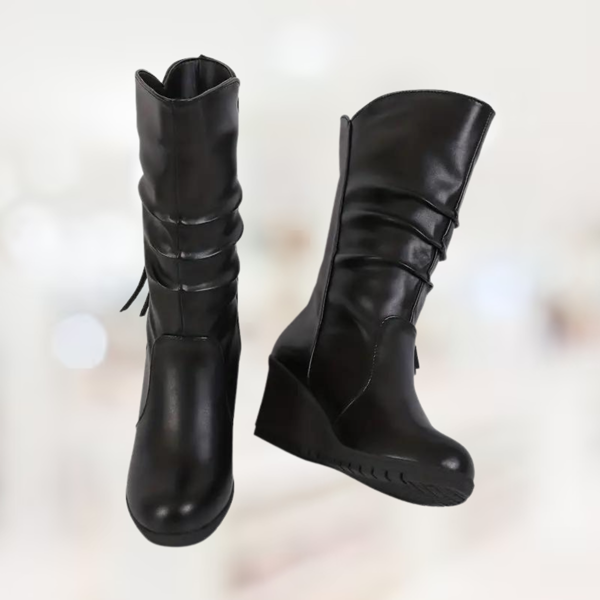 Bottines d'Hiver Mi-Hautes pour Femme avec Talon Compensé 2