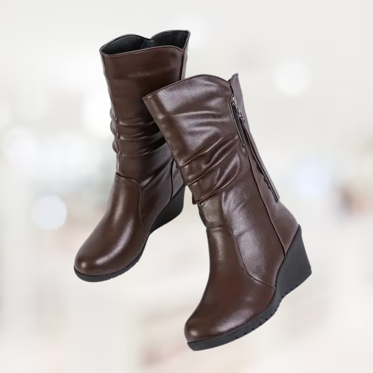 Bottines d'Hiver Mi-Hautes pour Femme avec Talon Compensé 5