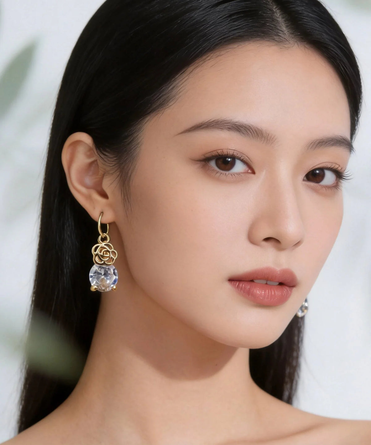 Boucles D'oreilles Pendantes Femme Design Raffiné Avec Pierres Précieuses 1