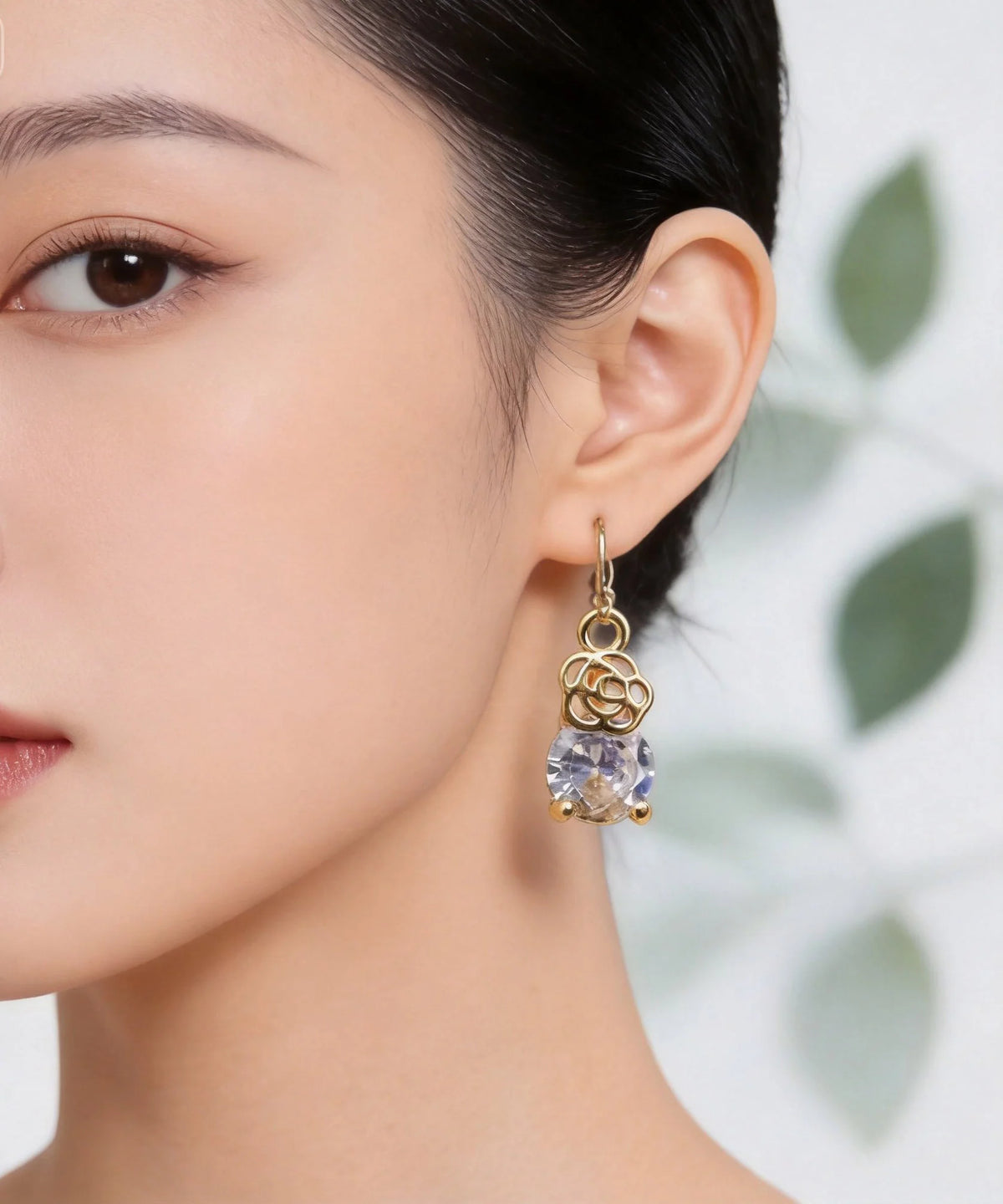 Boucles D'oreilles Pendantes Femme Design Raffiné Avec Pierres Précieuses 2