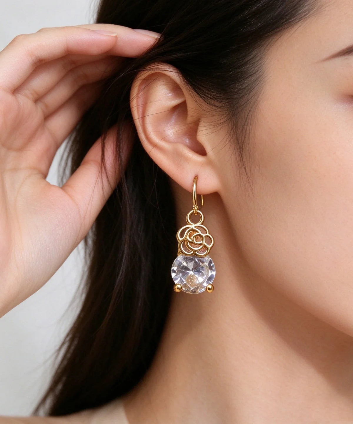 Boucles D'oreilles Pendantes Femme Design Raffiné Avec Pierres Précieuses 4