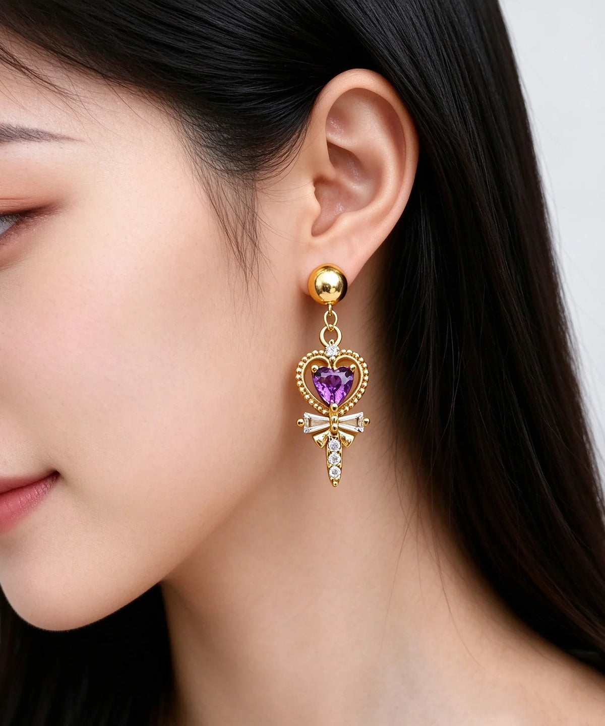 Boucles D'oreilles Pendantes Femme En Forme De Cœur Avec Cristaux Scintillants 2