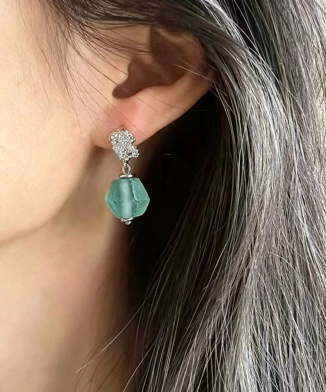 Boucles D'oreilles Pendantes Femme Style Bohème Avec Verre Vert 4