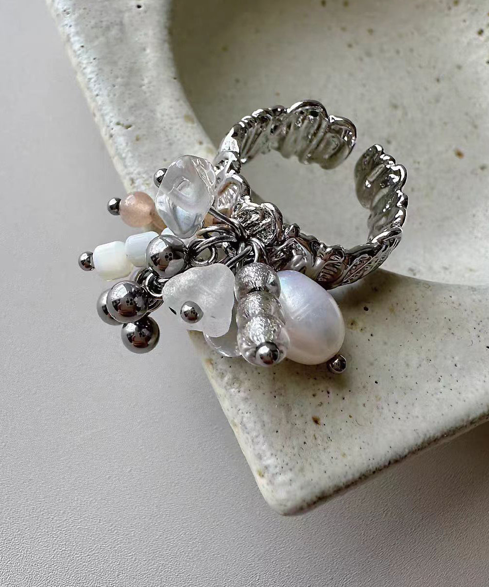 Boucles d'oreilles ouvertes avec pampilles et perles pour femme 0