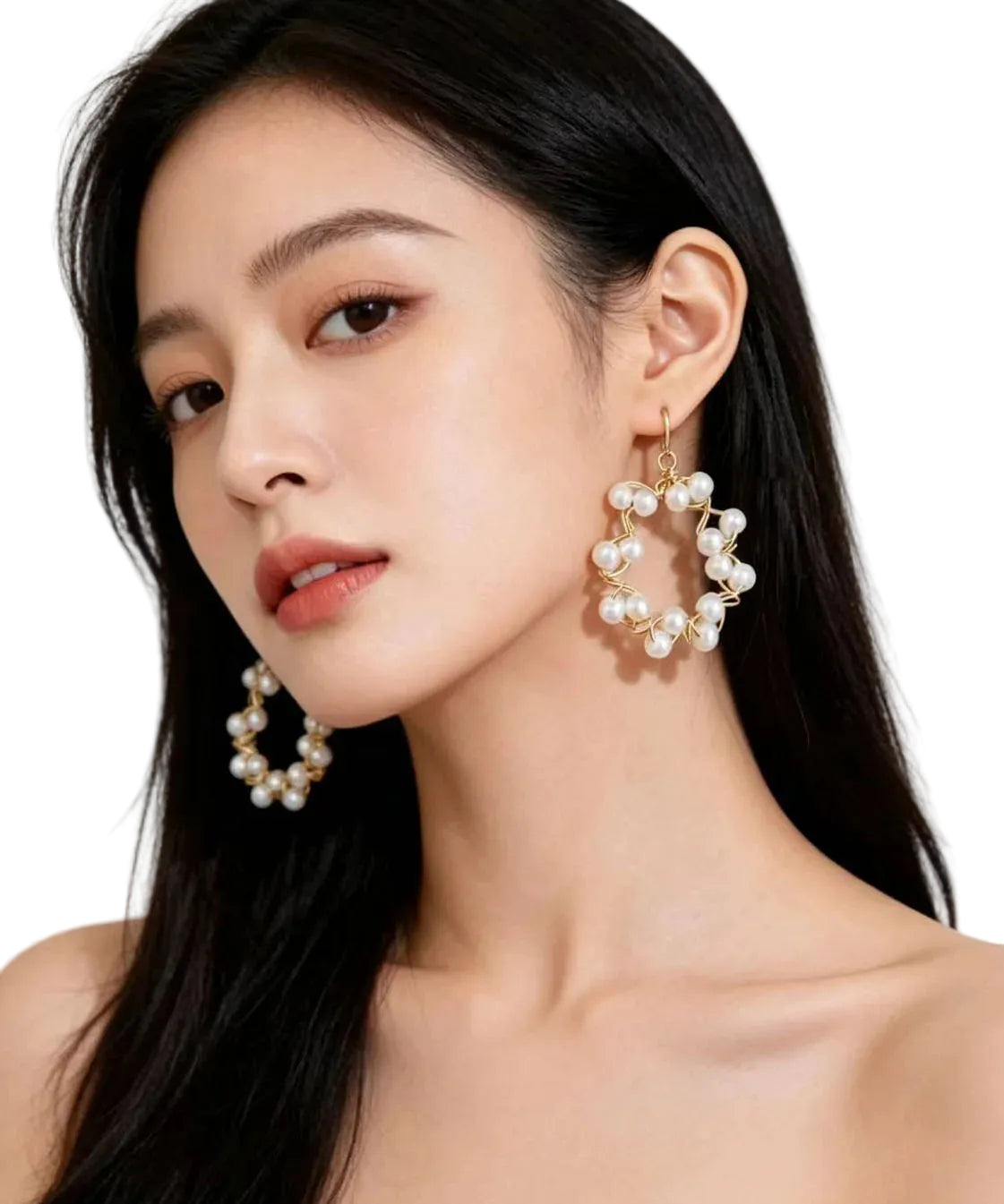 Boucles d'oreilles pendantes en forme d'anneau pour femme 1