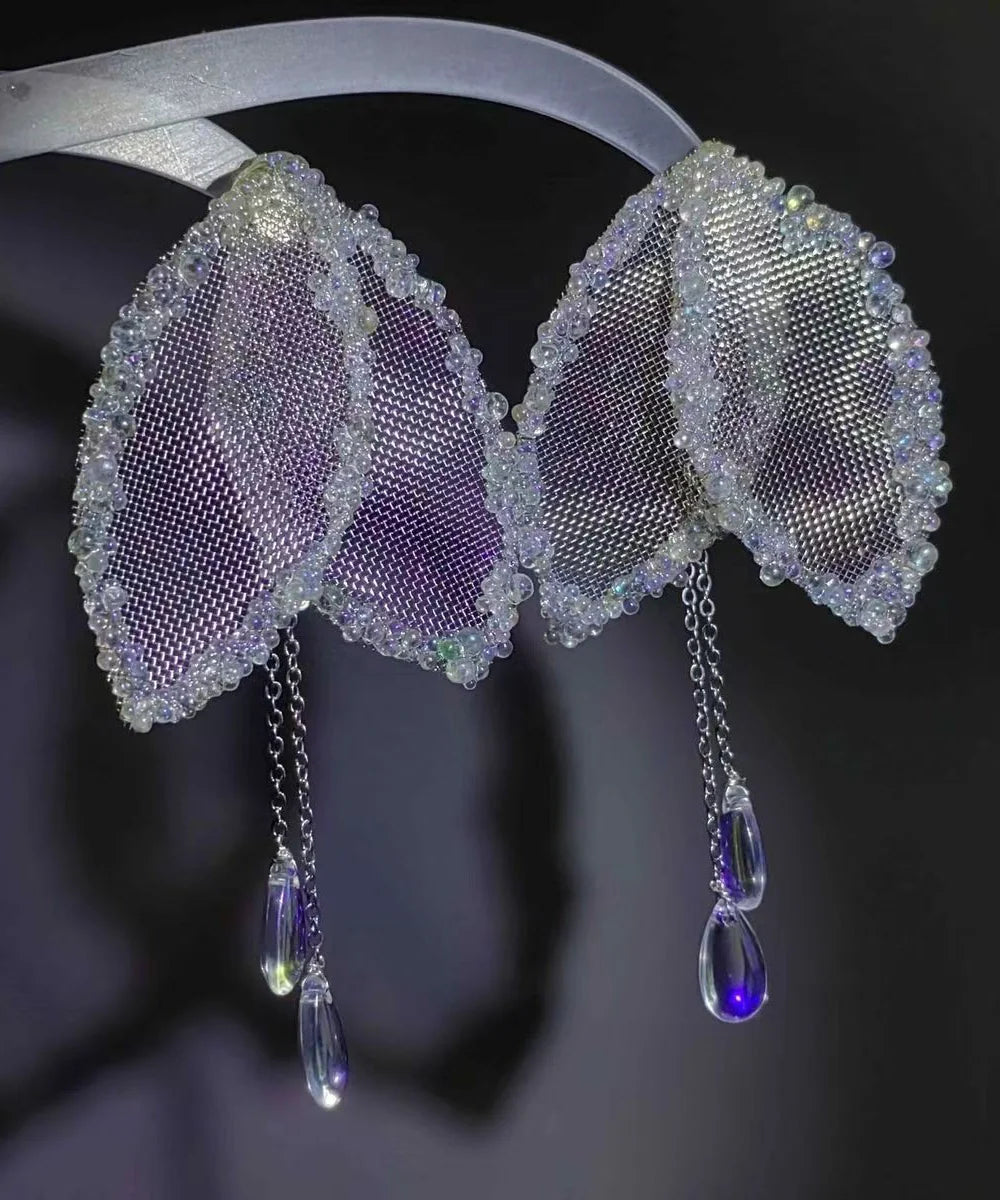 Boucles d'oreilles pendantes forme larme avec cristaux pour femme 2