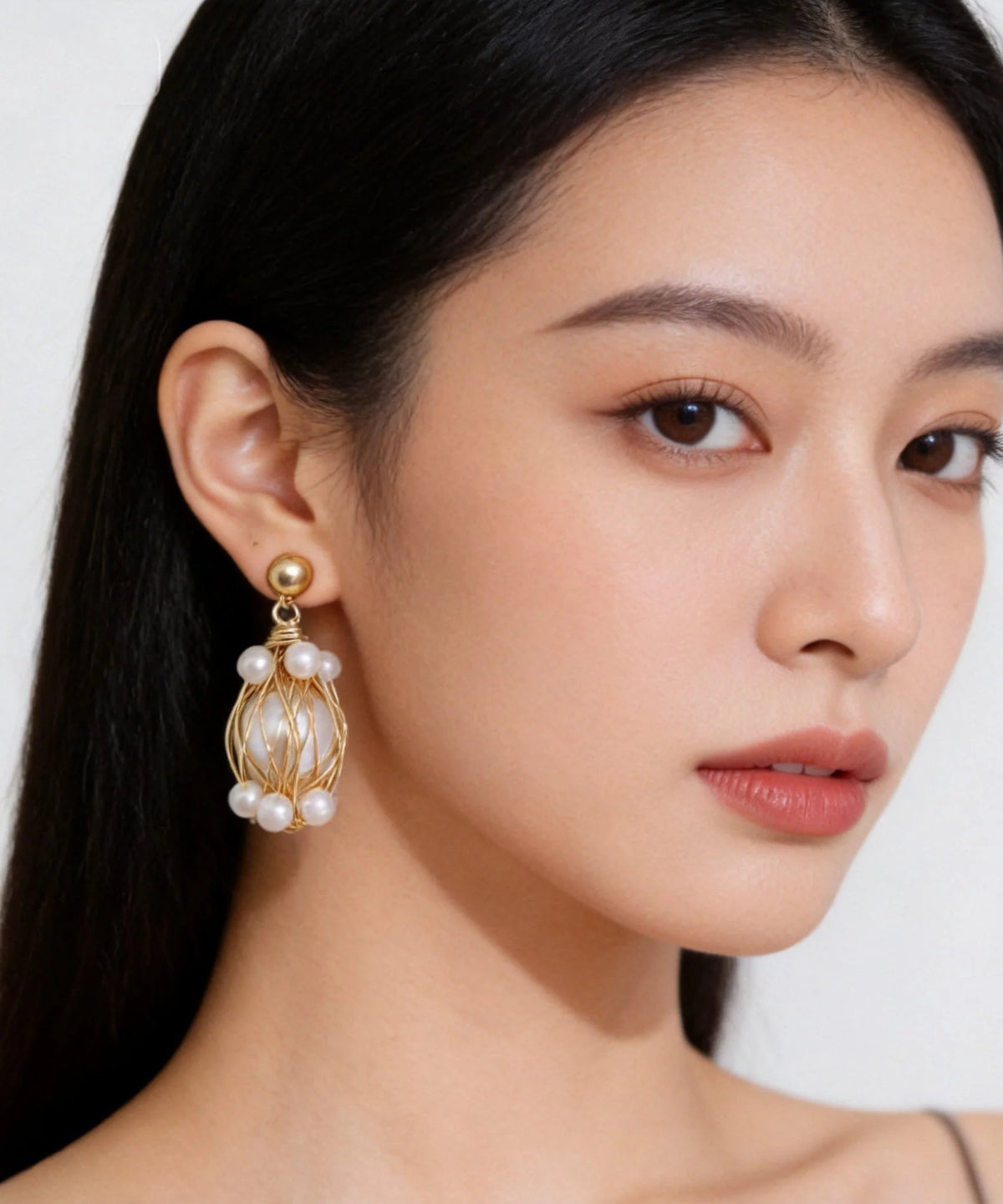 Boucles d'oreilles pendantes pour femme style perles enroulées 0