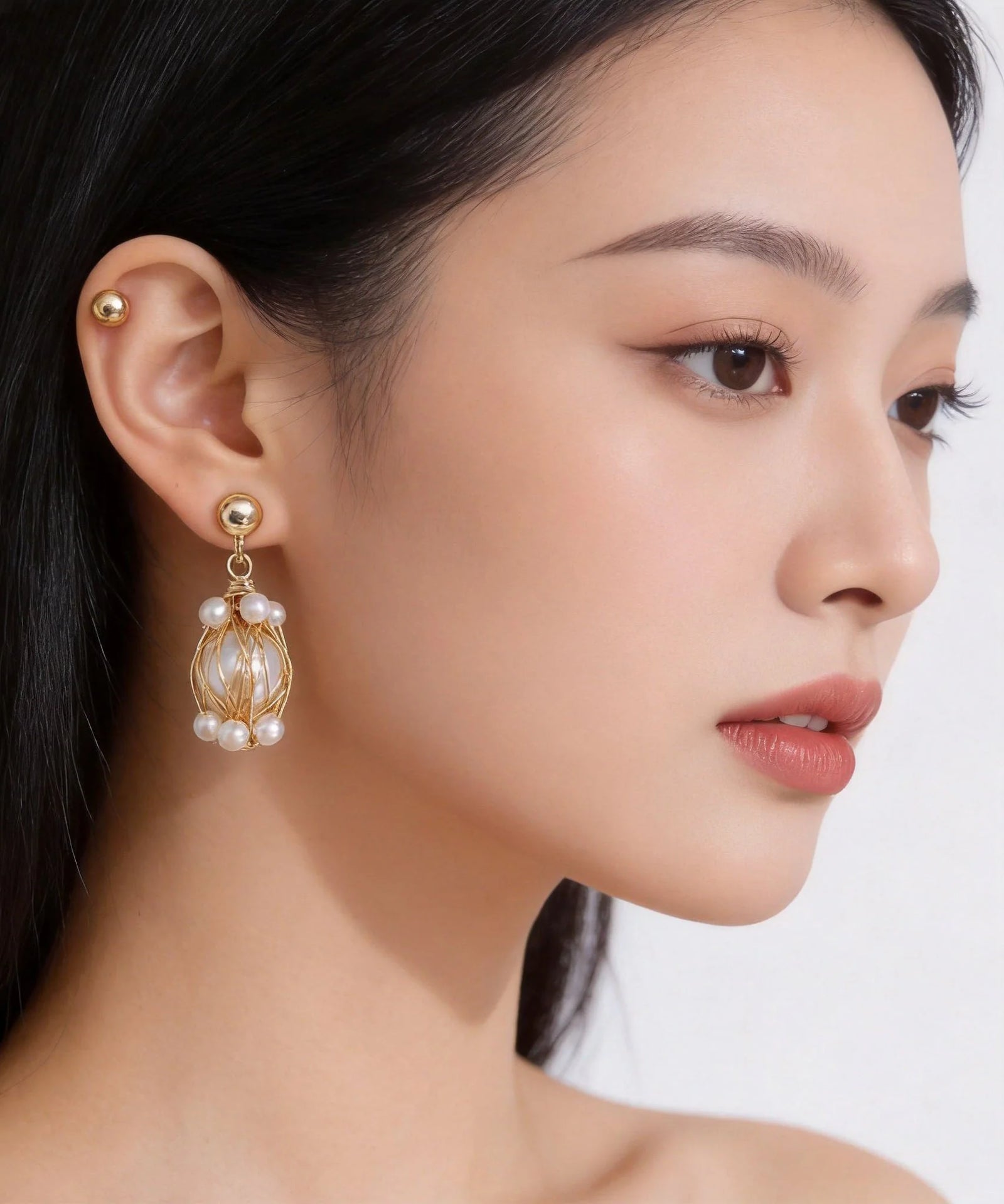 Boucles d'oreilles pendantes pour femme style perles enroulées 1