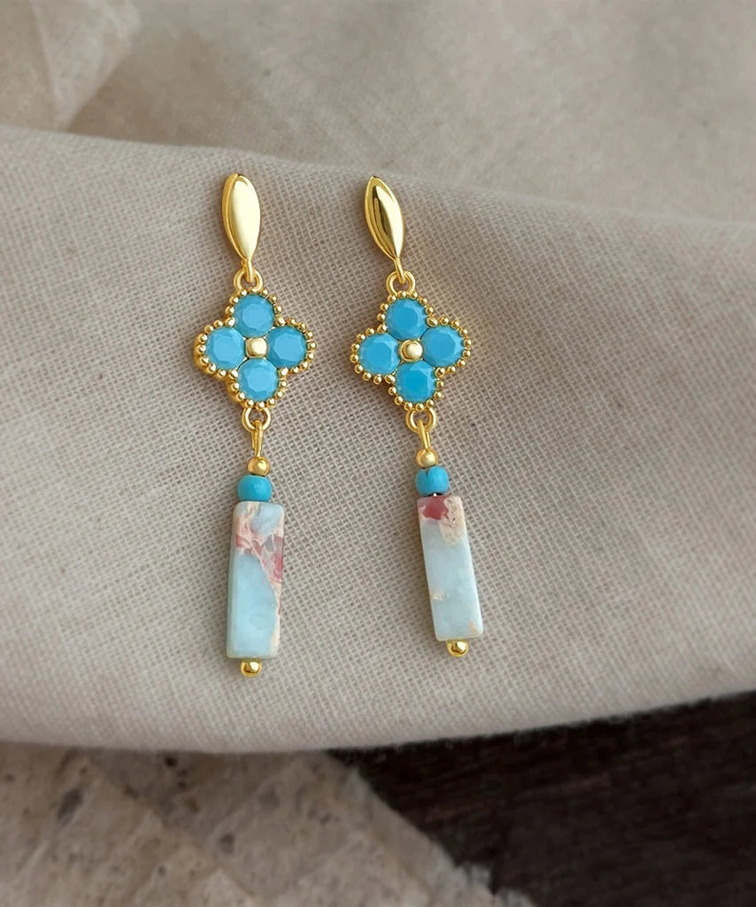 Boucles d'oreilles pendantes trèfle à quatre feuilles style chinois pour femme 2