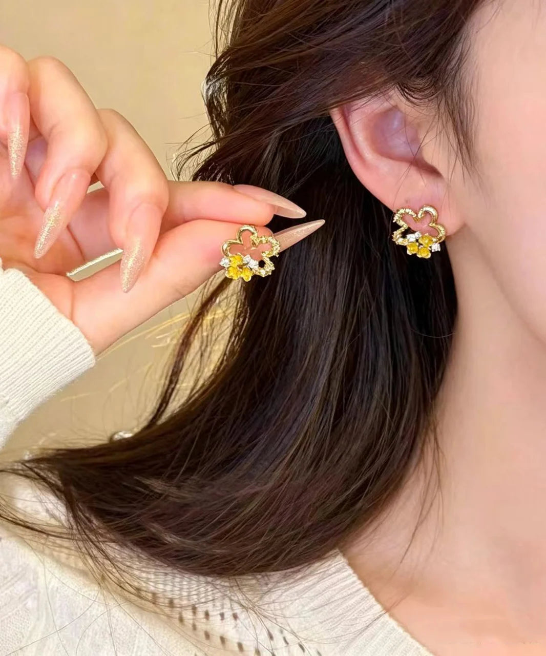 Boucles d'oreilles pour femmes style floral vintage à clous 1
