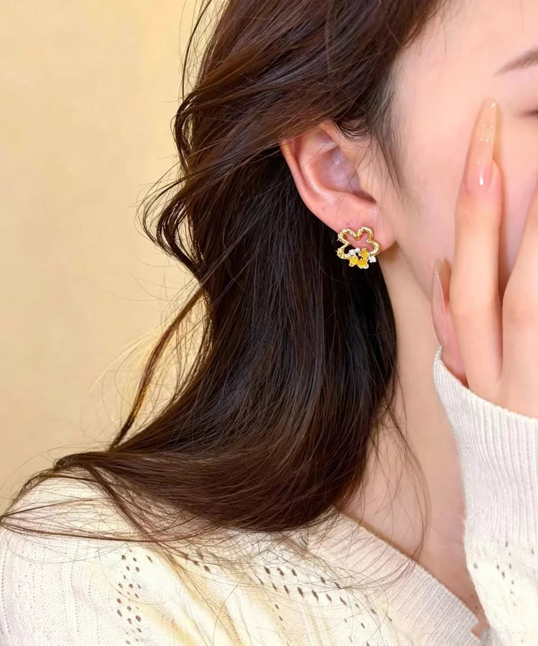 Boucles d'oreilles pour femmes style floral vintage à clous 3