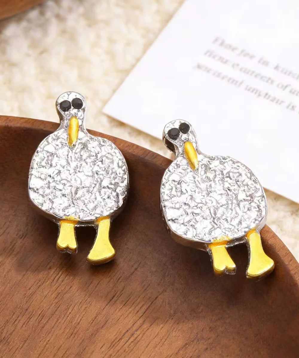 Boucles d'oreilles puces motif canard rétro pour femme 3