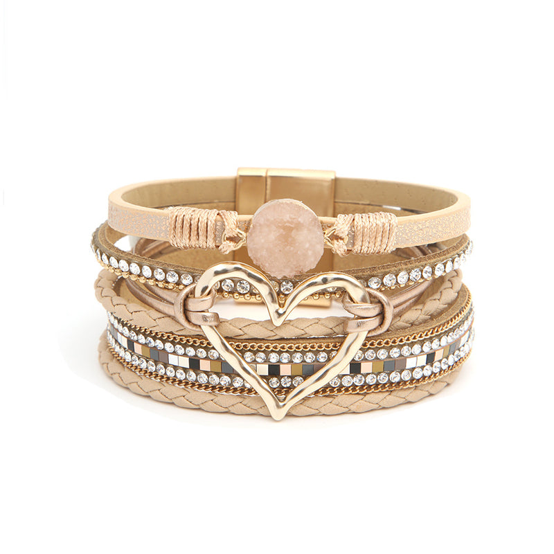 Bracelet Femme Bohème Motif Coeur Éclatant 7