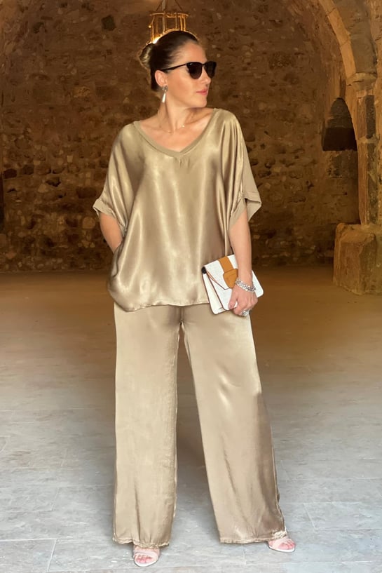 Variant image for Robe Femme De Soirée Satinée Élégante À Deux Parties-17