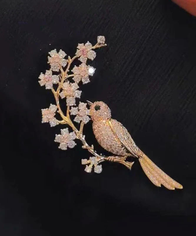 Broche Femme Tendance Fleur de Prunier Doré pour Vêtement 3