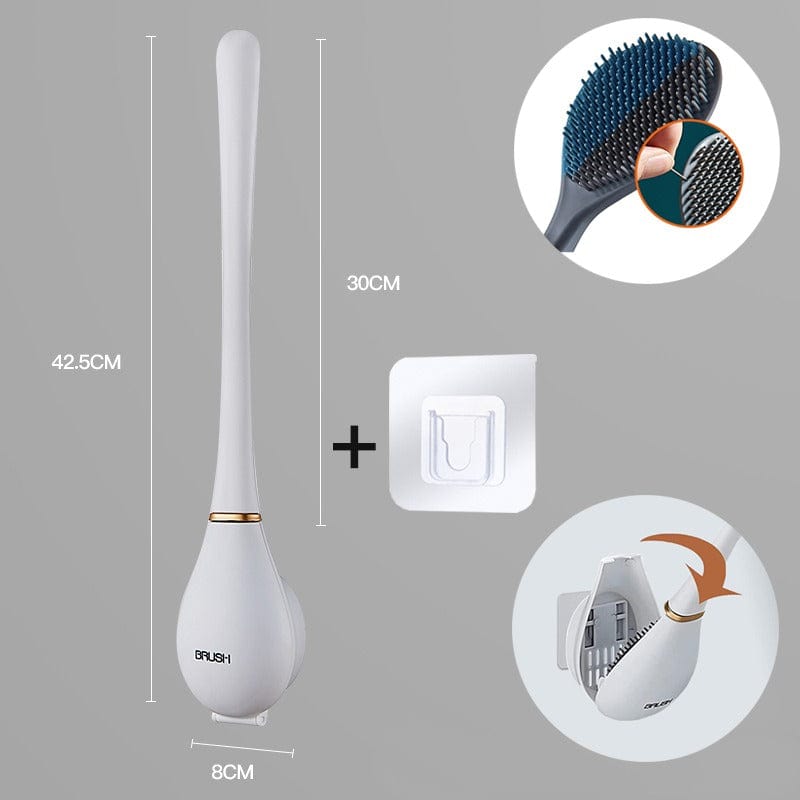 Brosse WC Silicone avec Poignée Ergonomique et Support Mural 8