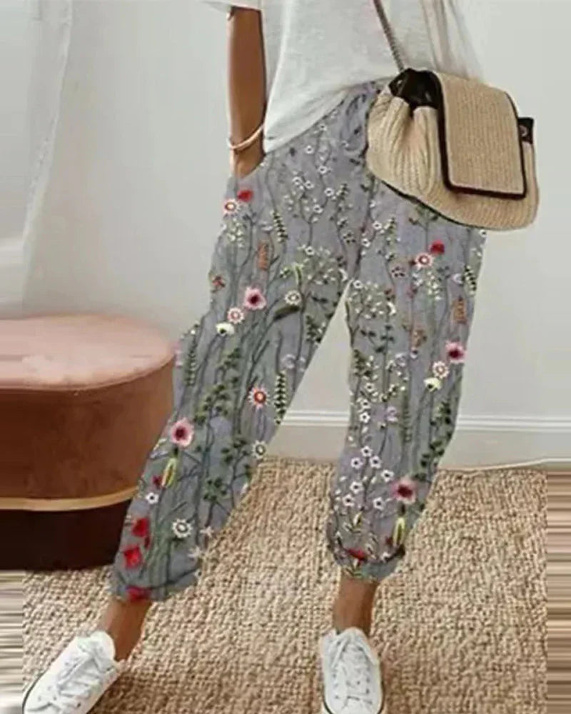 Variant image for Pantalon Fluide Femme Élégant en Lin Confortable-12