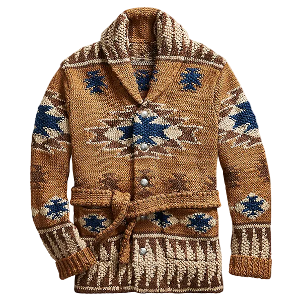 Cardigan Homme Col Châle Ceinturé Casual 0