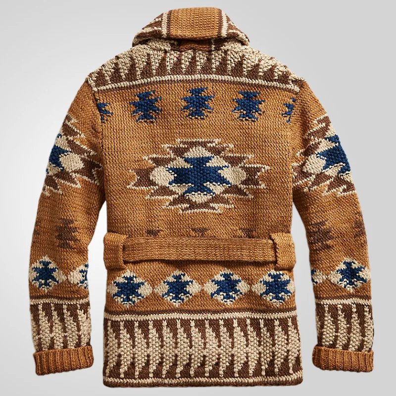 Cardigan Homme Col Châle Ceinturé Casual 1