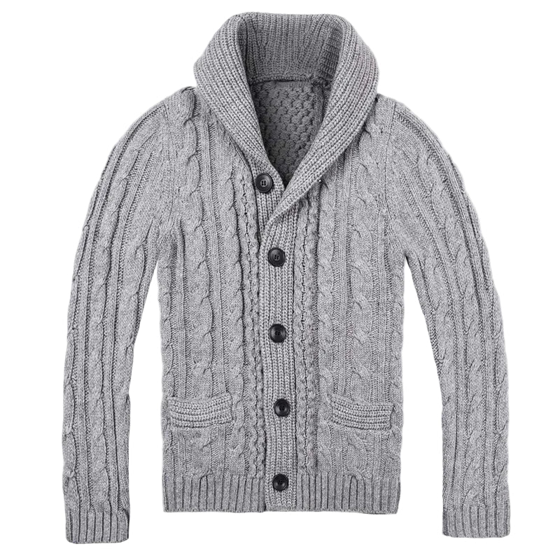 Cardigan Homme Torsadé à Col Châle avec Poches Avant 0