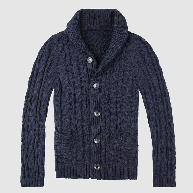 Cardigan Homme Torsadé à Col Châle avec Poches Avant 3
